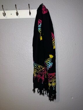Black Sarong with Neon Tribal Print and Neon Fish